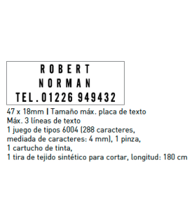 Sello/Cuño Textil Tamaño 38x14mm