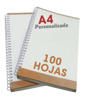 Libretas A4 con espiral plástico.