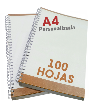 Libretas A4 con espiral plástico.