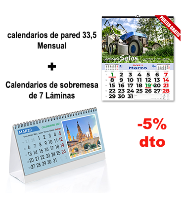 Calendarios de pared 33,5 y sobremesa de láminas