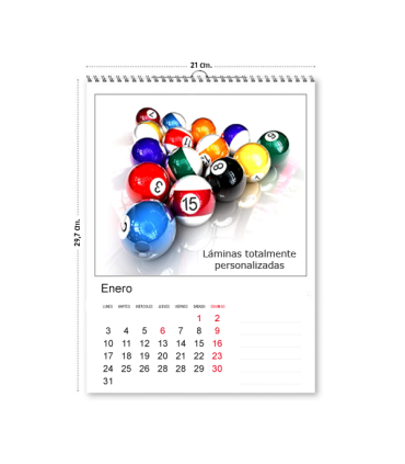 Calendarios de 13 láminas A4 con colgador