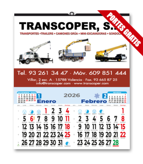 Calendario Pared  Bimensual 33,5 cm.