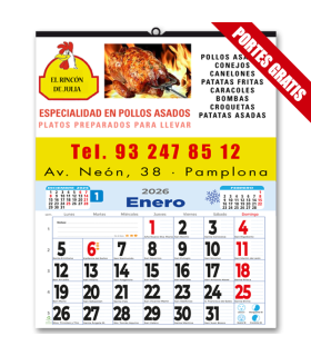 Calendario de Pared Mensual 43.5 cm