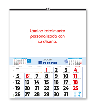 Calendario de Pared Mensual 43.5 cm