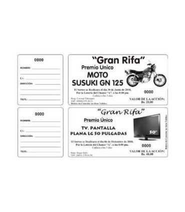 Talonarios de Rifas y Loterías a 1 color