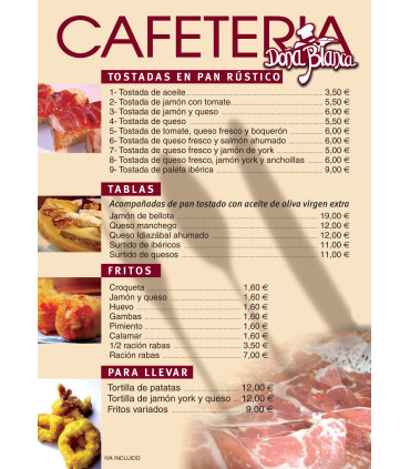 Cartas Restaurante A4 Sin Plegar