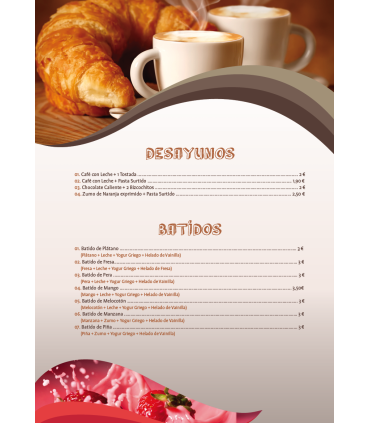 Cartas Restaurante A5 Sin Plegar