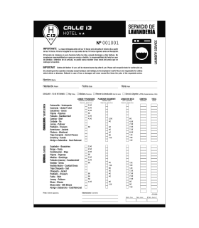 Hoja de Comanda para Lavandería