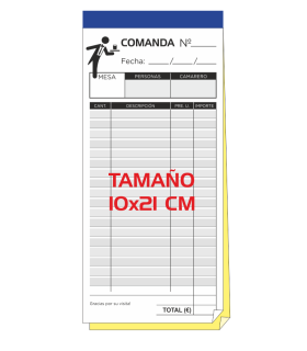 Talonarios para Comandas de Hostelería