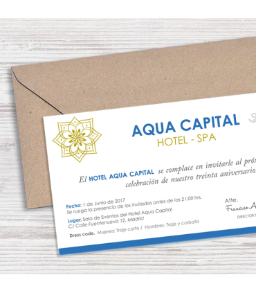 Tarjetón Invitación Evento 20x11cm